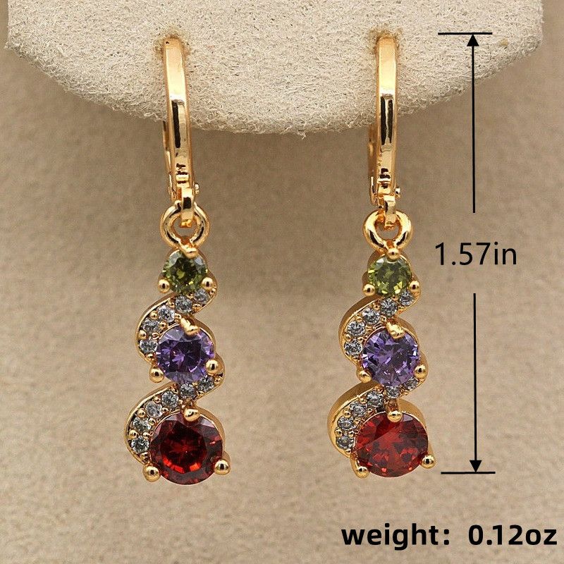 Vintage Swirl Round Green Stone Drop Dangle Earrings Women's Wedding