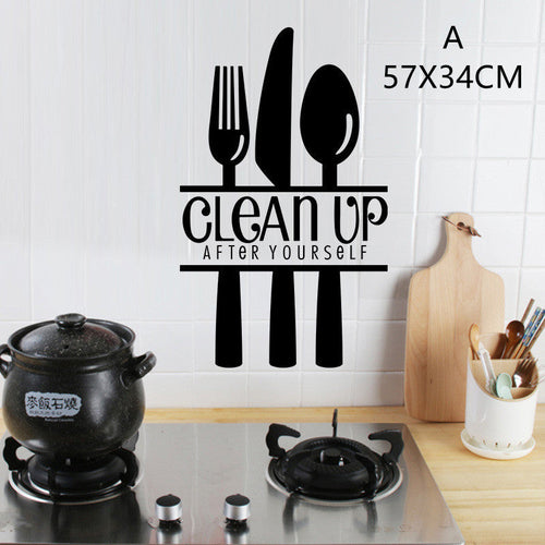 English Proverbs Wall Stickers Kitchen Knife And Fork Creative