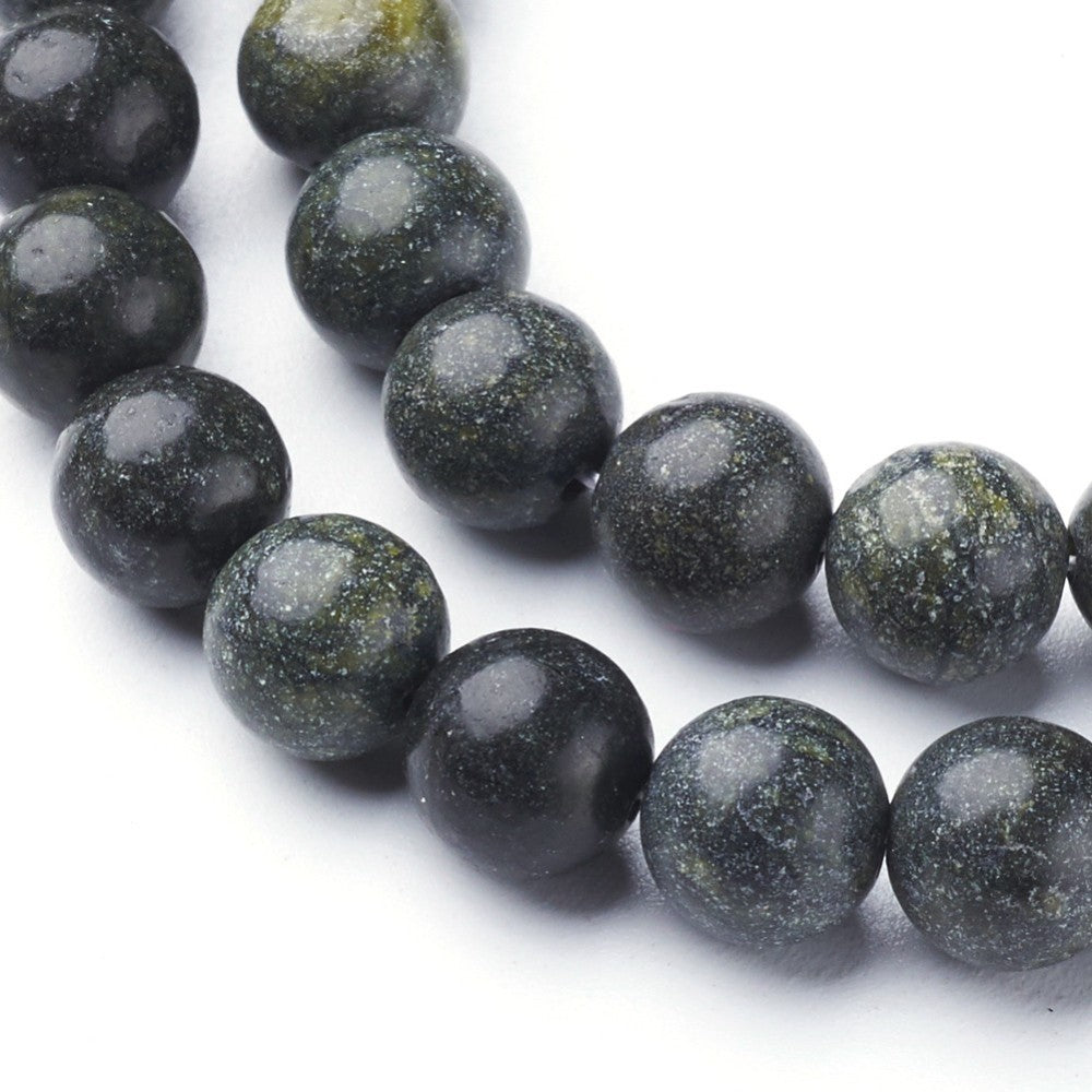 Gemstone Beads Strands, Natural Serpentine/Green Lace Stone, Round,