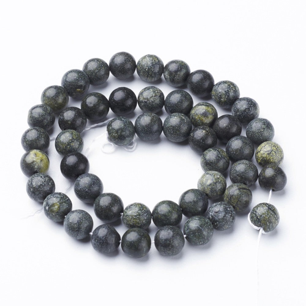 Gemstone Beads Strands, Natural Serpentine/Green Lace Stone, Round,